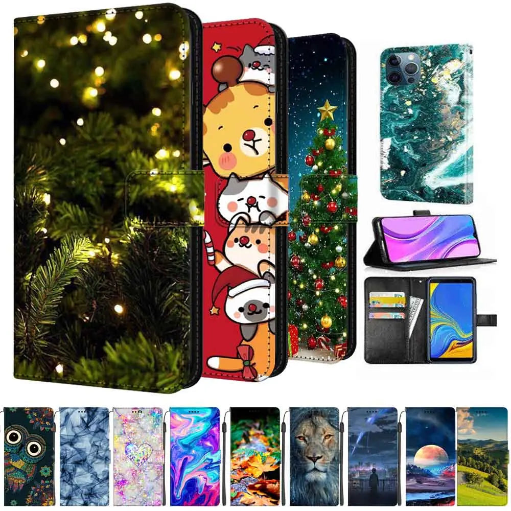 Marmor Weihnachts Ledertasche für Google Pixel 7 Pro Flip Case mit Kartenfach