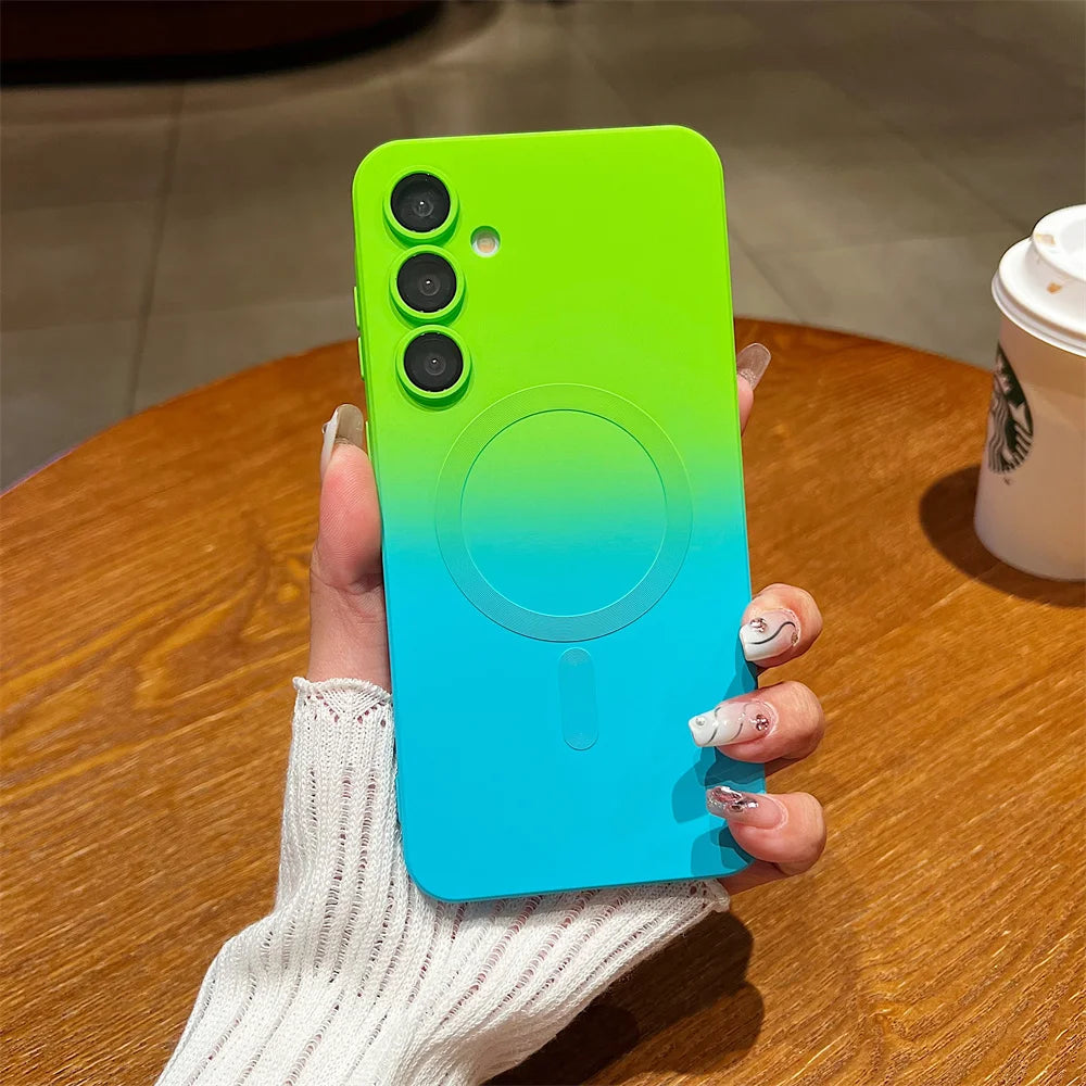 Stylish gradient case with magnet & soft silicone