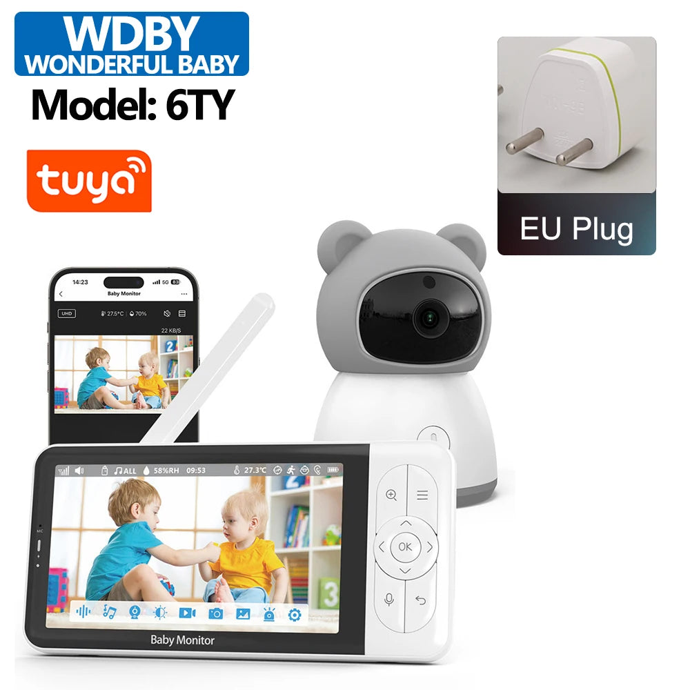 1080P baby monitor with 5-inch display and temperature