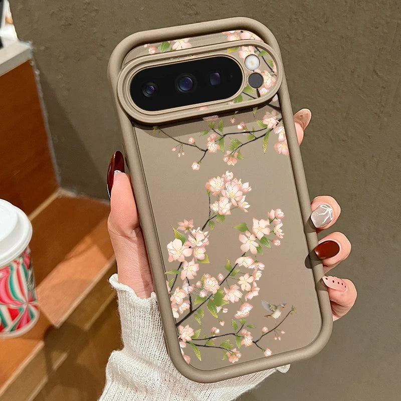 Blumen Silikonhülle für Google Pixel 9 Pro, Stoßfest