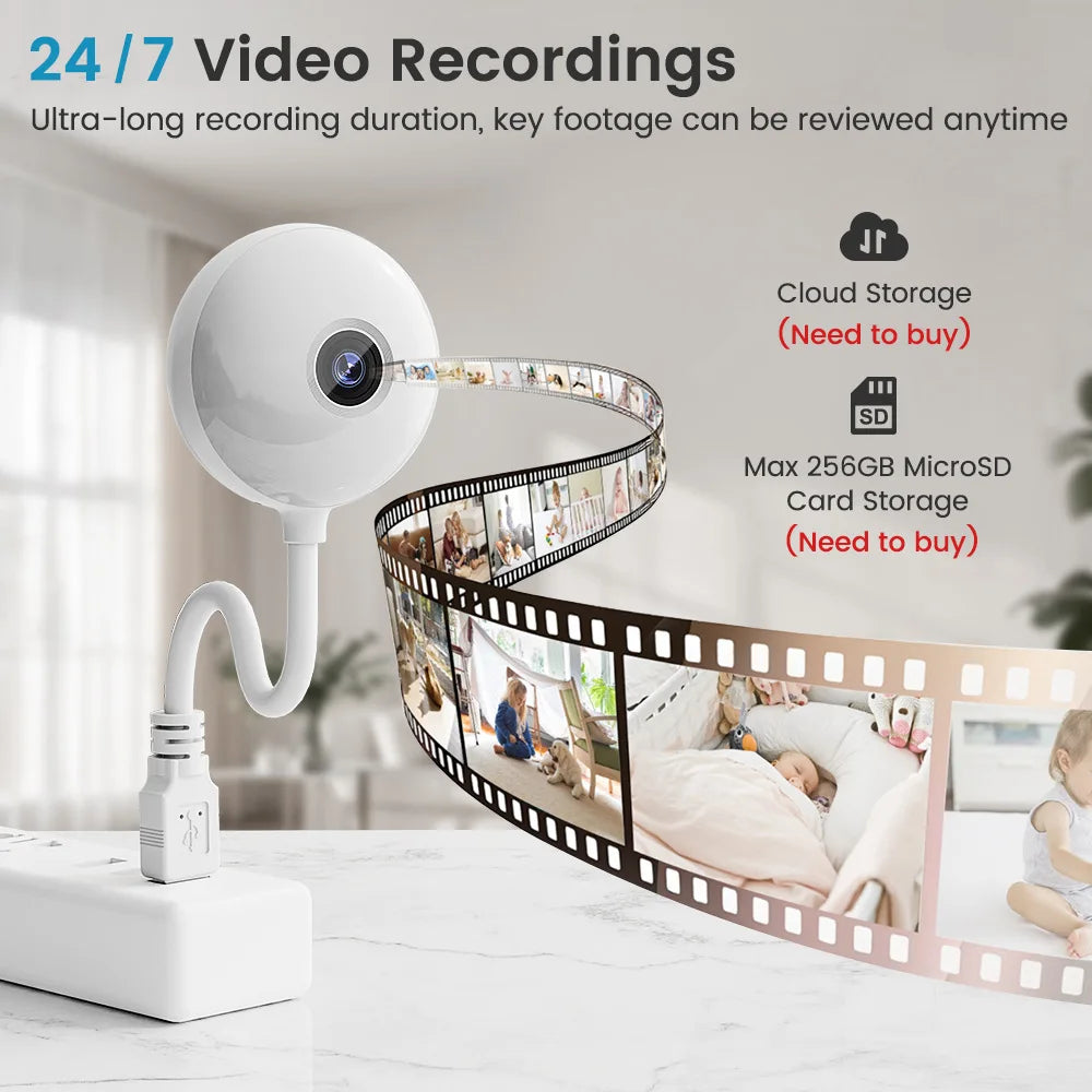5MP Mini WiFi Baby Monitor Camera with AI Tracking