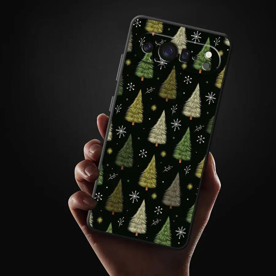 Weiche Weihnachtsbaum TPU Hülle für Google Pixel 8 8 Pro 9 9 Pro 10 10 Pro und 10 Pro XL schwarz stoßfest kratzfest Anti-Fingerprint Kamera-Schutz