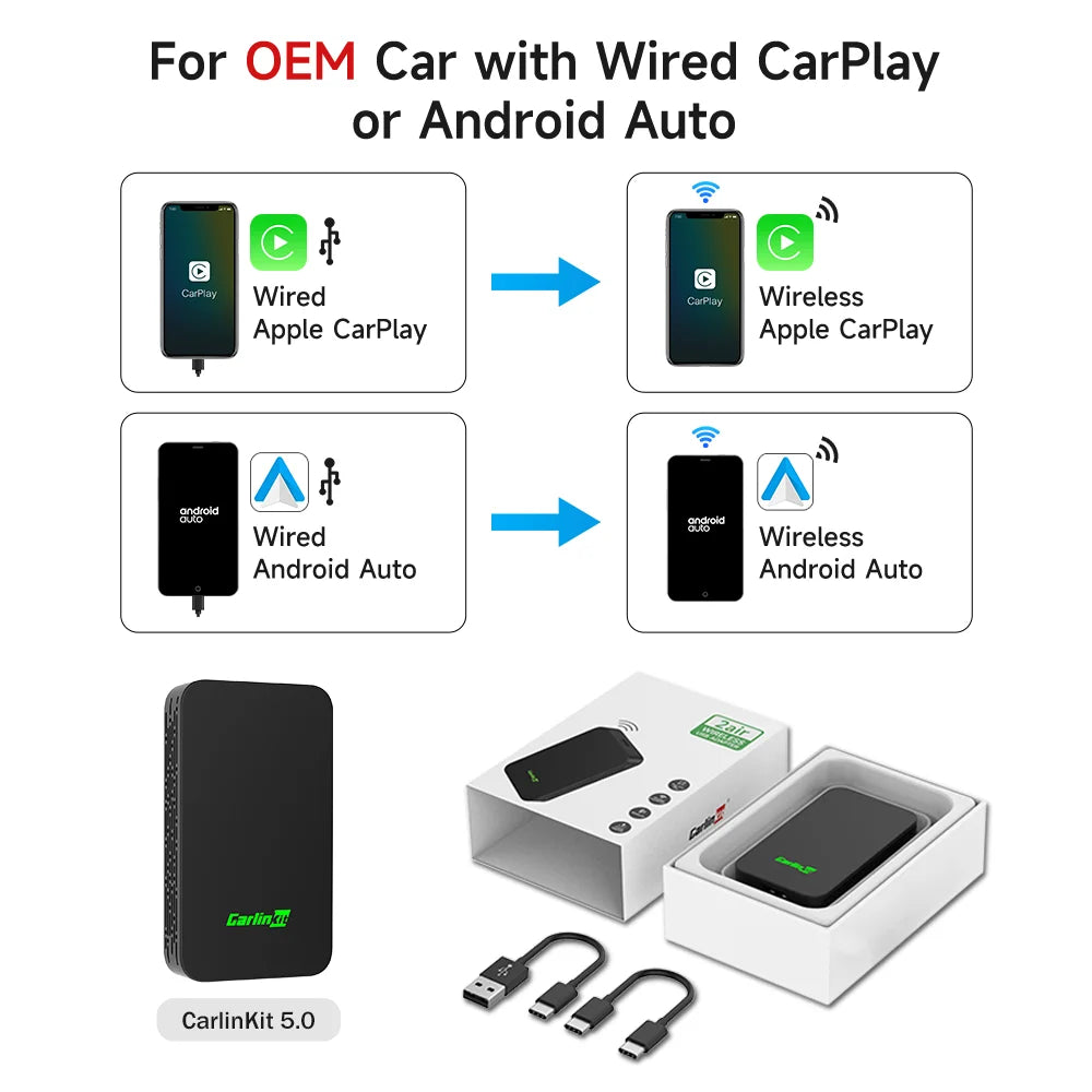 CarlinKit 5.0 & 4.0 Wireless CarPlay Android Auto