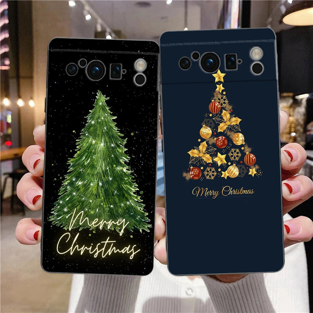 Stylish Merry Christmas TPU case for Google Pixel 9 Pro XL, half-wrapped, 360-degree protection, shockproof, scratch-resistant, non-slip, cartoon animal anime design