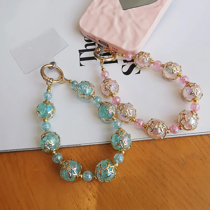 Kurzes Handgelenk Lanyard Sternen Himmel Perle Damen