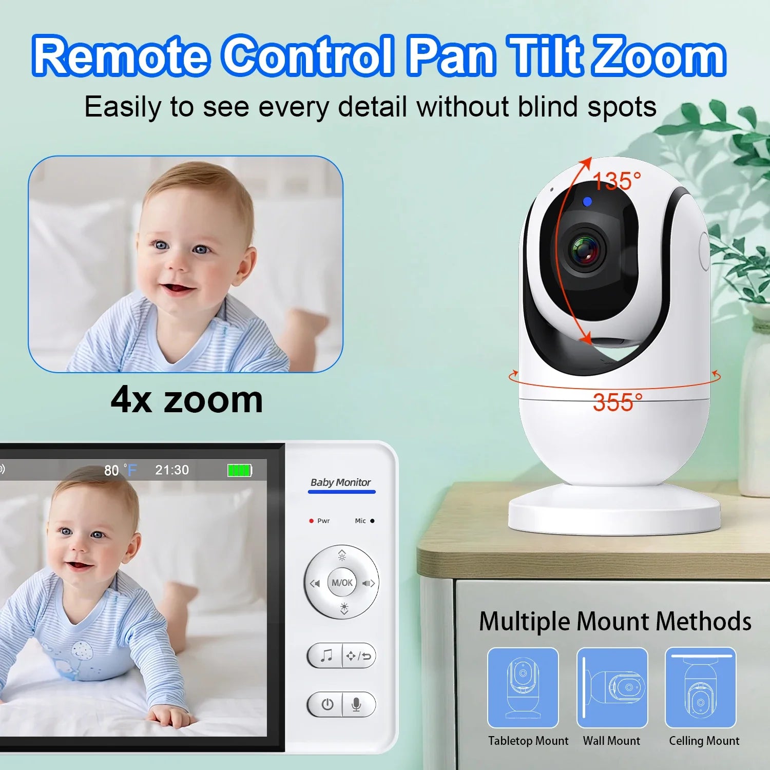 7-Zoll Baby Monitor mit PTZ Kamera & Smart Home