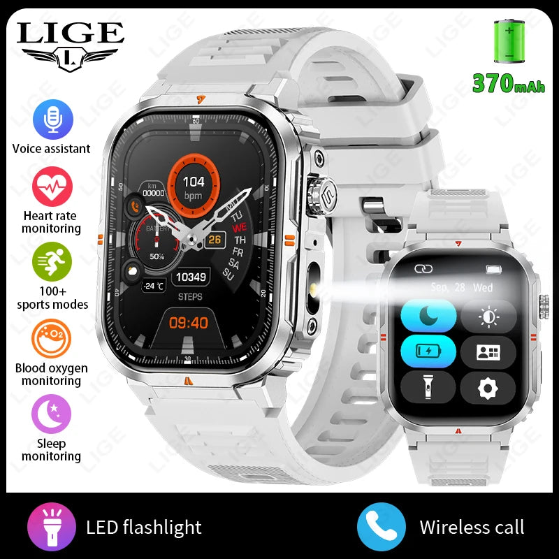 LIGE Outdoor Smartwatch mit LED & BT-Anruf 2024