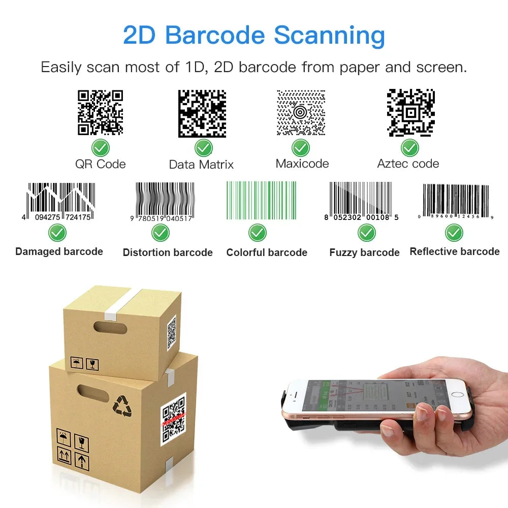 Portable 2D barcode scanner with USB & Bluetooth