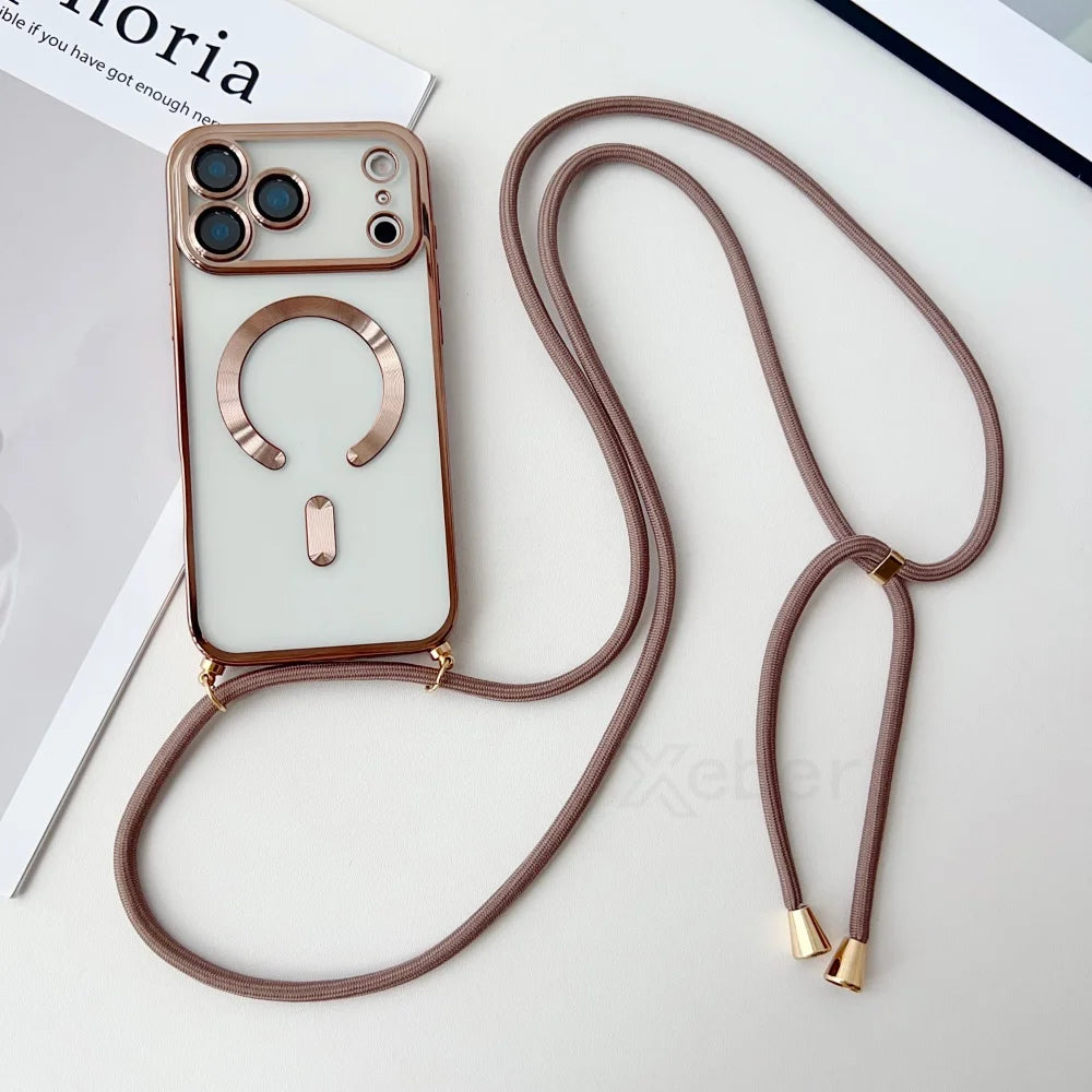 iPhone Hülle mit Magnet & Band – Transparent & Soft