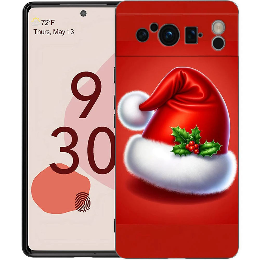 Pixel 9 8 Case Cartoon Silicone TPU Half Wrap Christmas Case