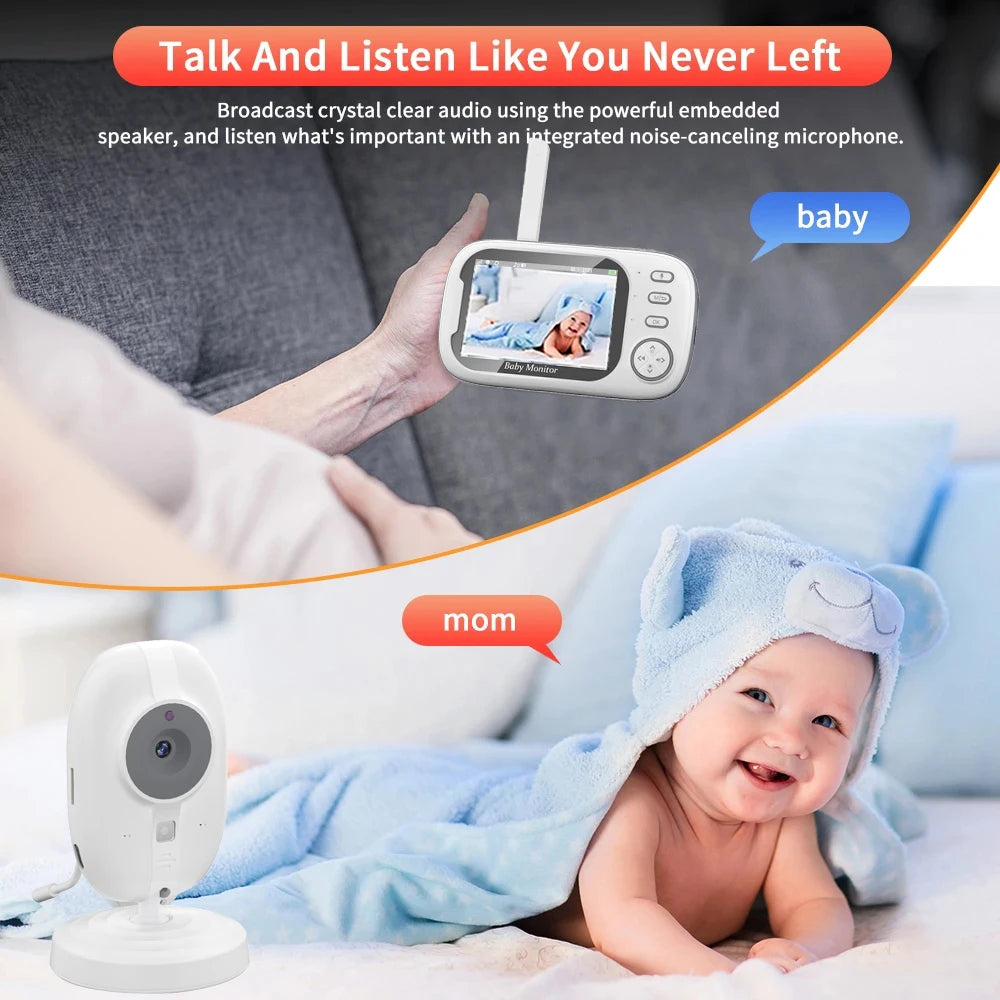 3.5 inch video baby monitor with audio & night mode