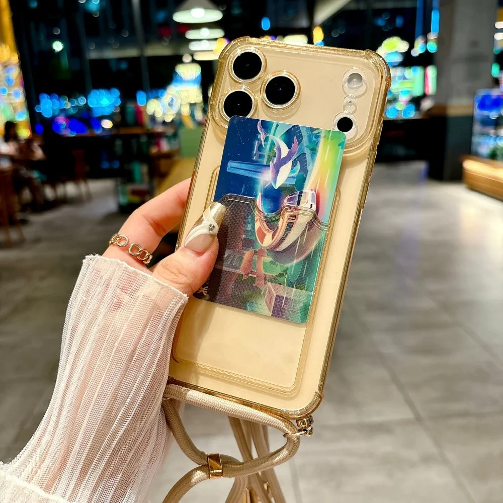 iPhone Kartenhülle mit Band – Klar & Praktisch