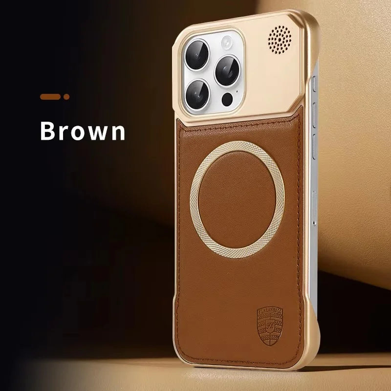 Luxuriöse magnetische Lederhülle für iPhone 17 Pro Max