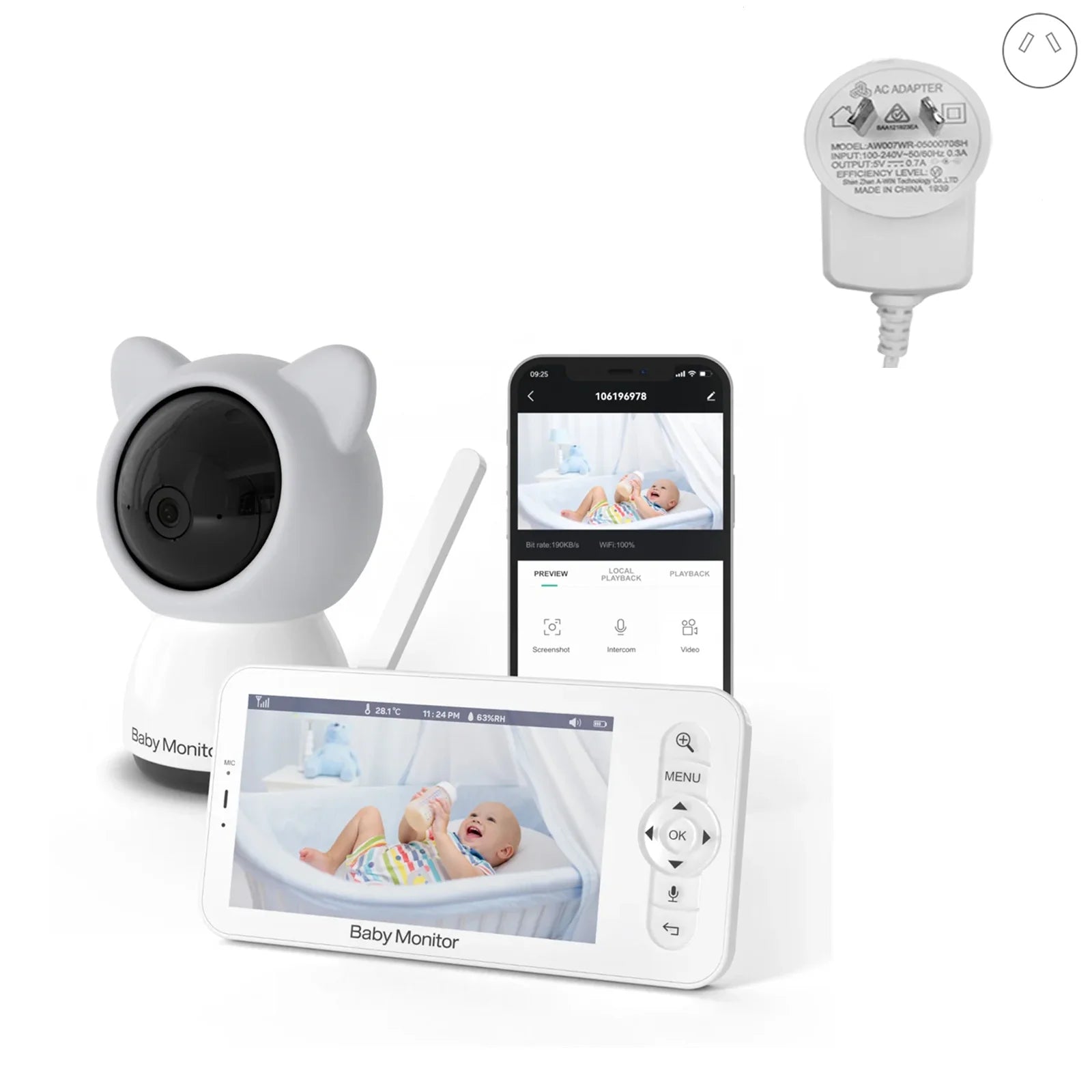 5-Zoll Babyphone mit HD Video & WLAN Steuerung