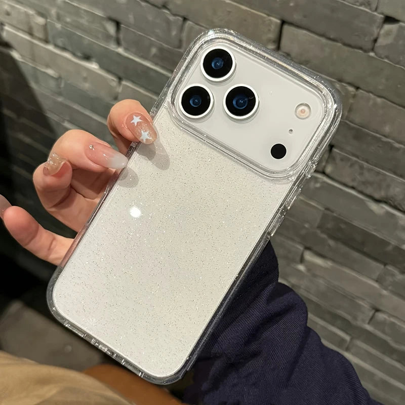 Luxuriöse Glitzernde, Transparente Hülle für iPhone 17 – Stoßfest