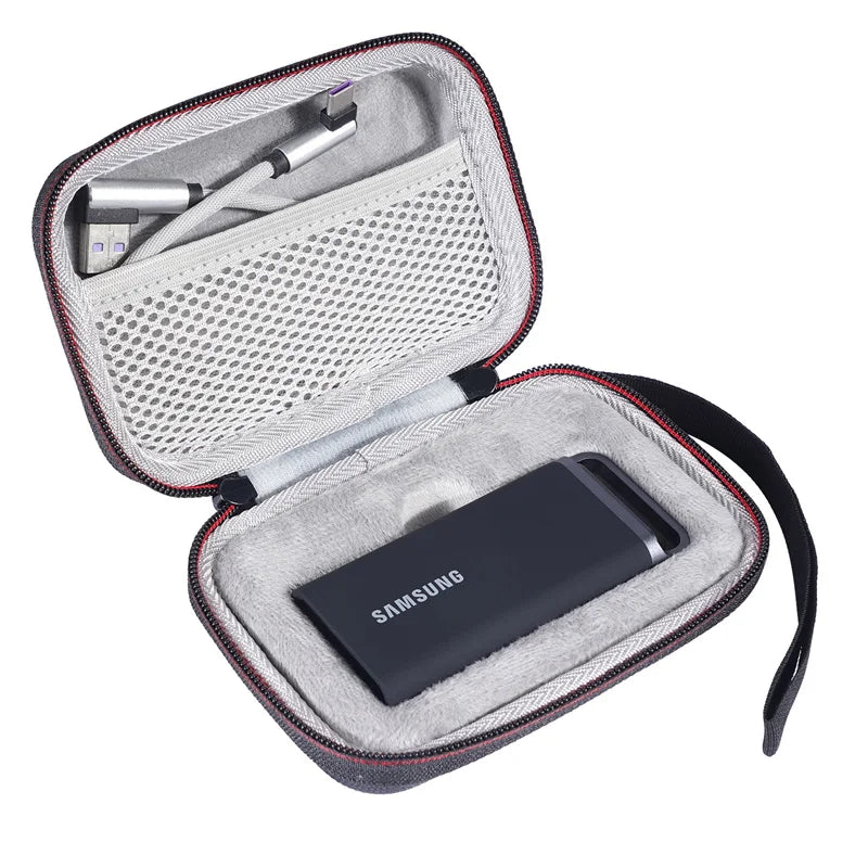 Hardcase Schutzhülle für externe SSD – Robuste Tragetasche mit Organizer für mobile Festplatten