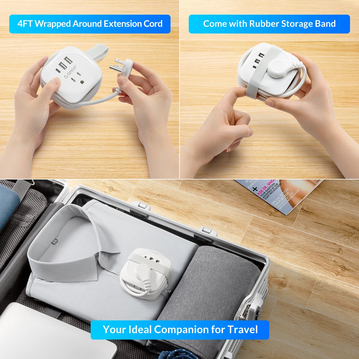 Travel Power Strip with USB-C