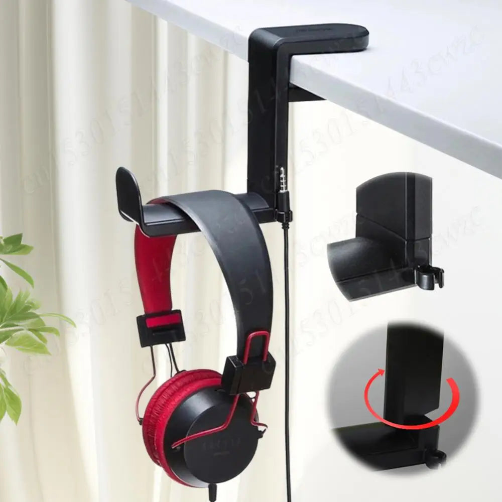 360° Rotating Under-Desk Headphone Holder