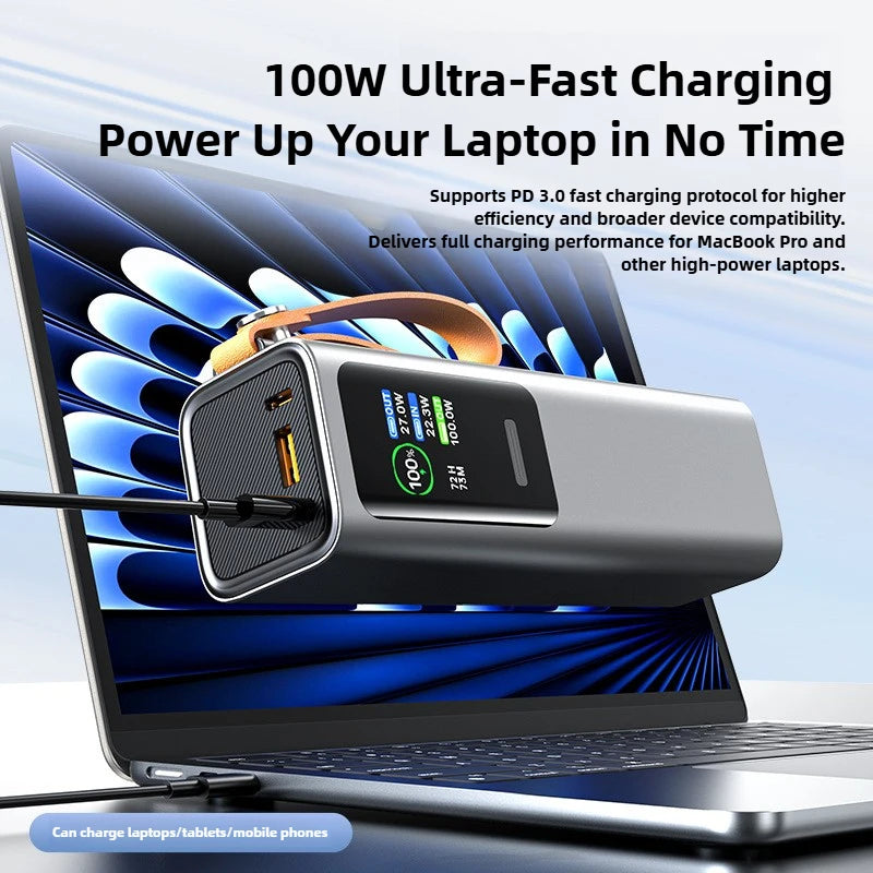 30000mAh Power Bank 100W PD Fast Charging TFT Display