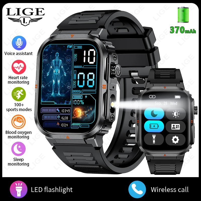 LIGE Outdoor Smartwatch mit LED & BT-Anruf 2024