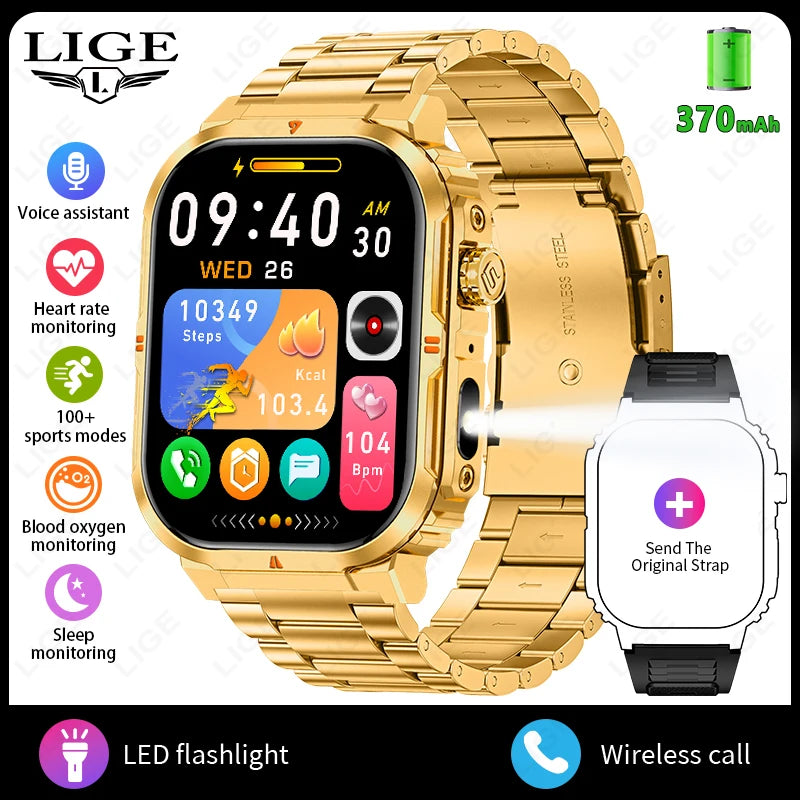LIGE Outdoor Smartwatch mit LED & BT-Anruf 2024
