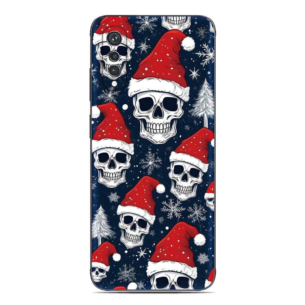 Christmas Skulls TPU Case for Google Pixel 10, 10 Pro and 10 Pro XL, soft, flexible, shockproof, scratch-resistant with cartoon flower anime design
