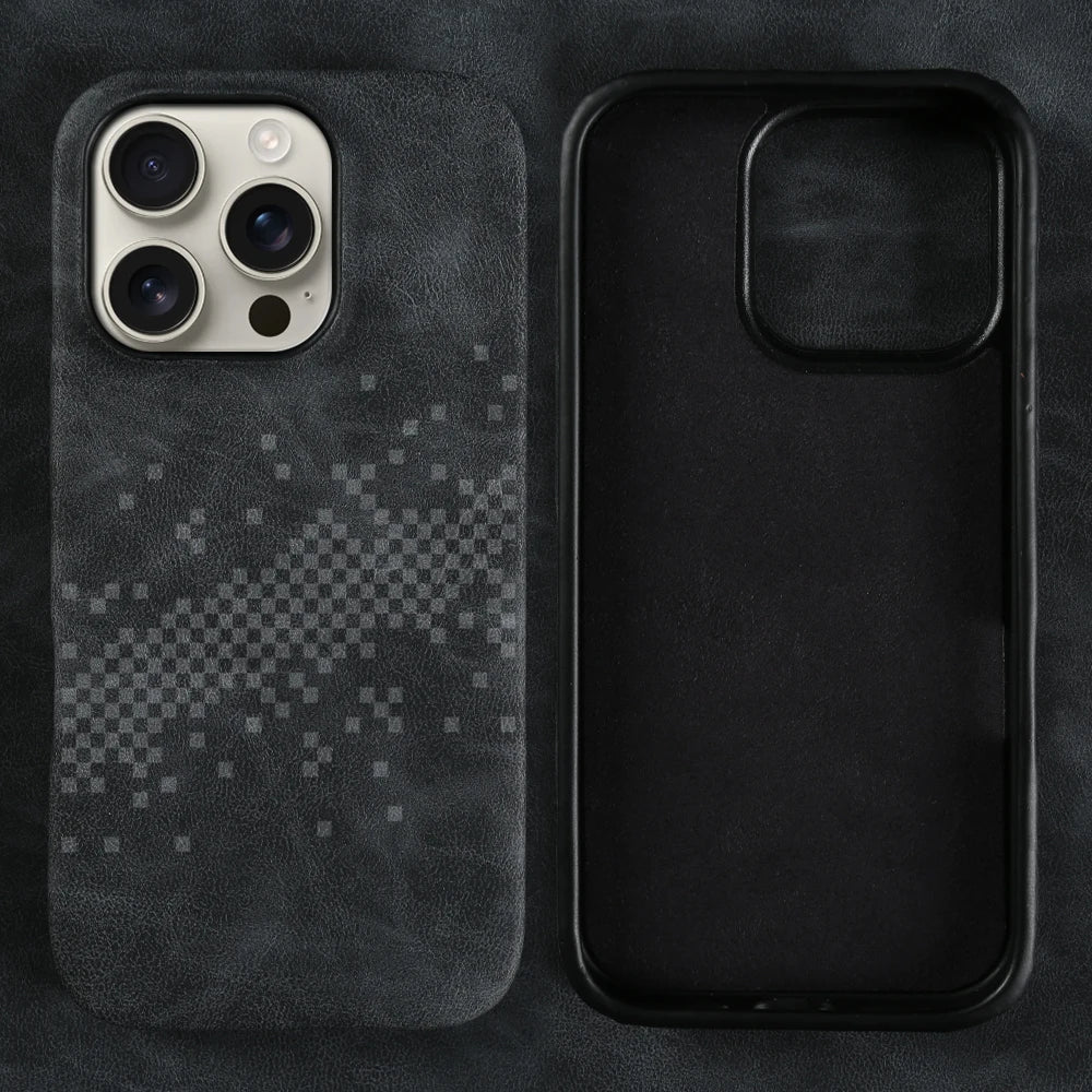 Luxury Leather Case for iPhone 17-15 Pro Max, Shockproof