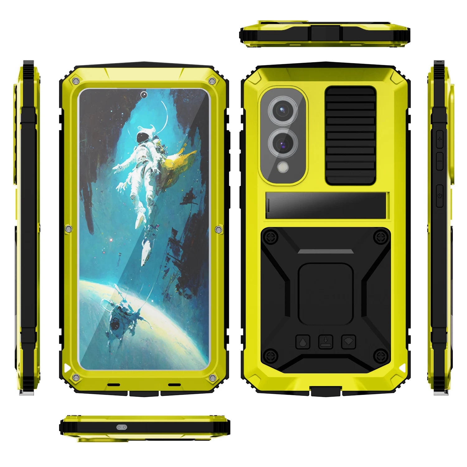 Metall Stoßfeste Hülle mit Glas für Samsung