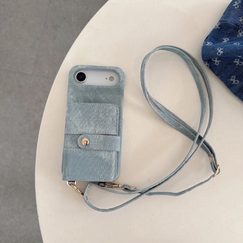 Denim Kartenhülle mit Lanyard für Google Pixel 10
