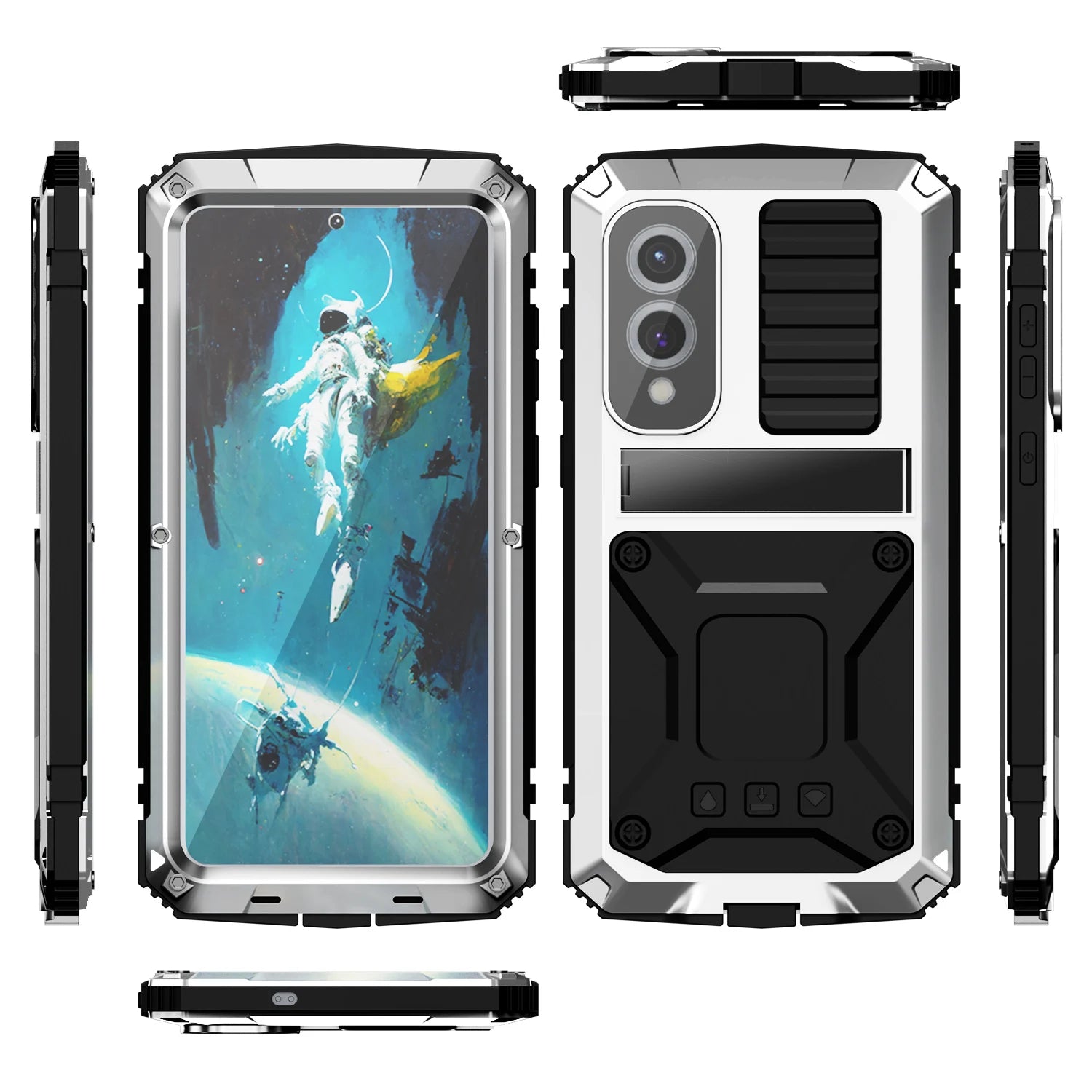 Metall Stoßfeste Hülle mit Glas für Samsung