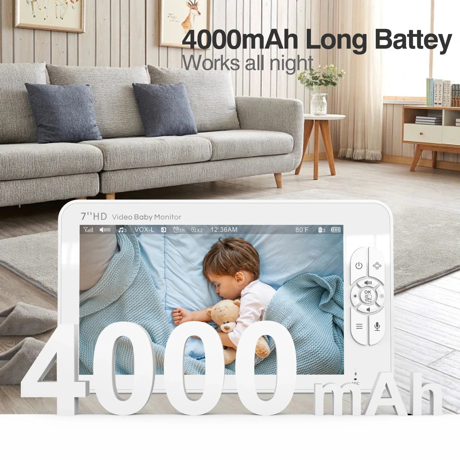 7-Zoll HD Video Babyfon mit Kamera & Split-Screen