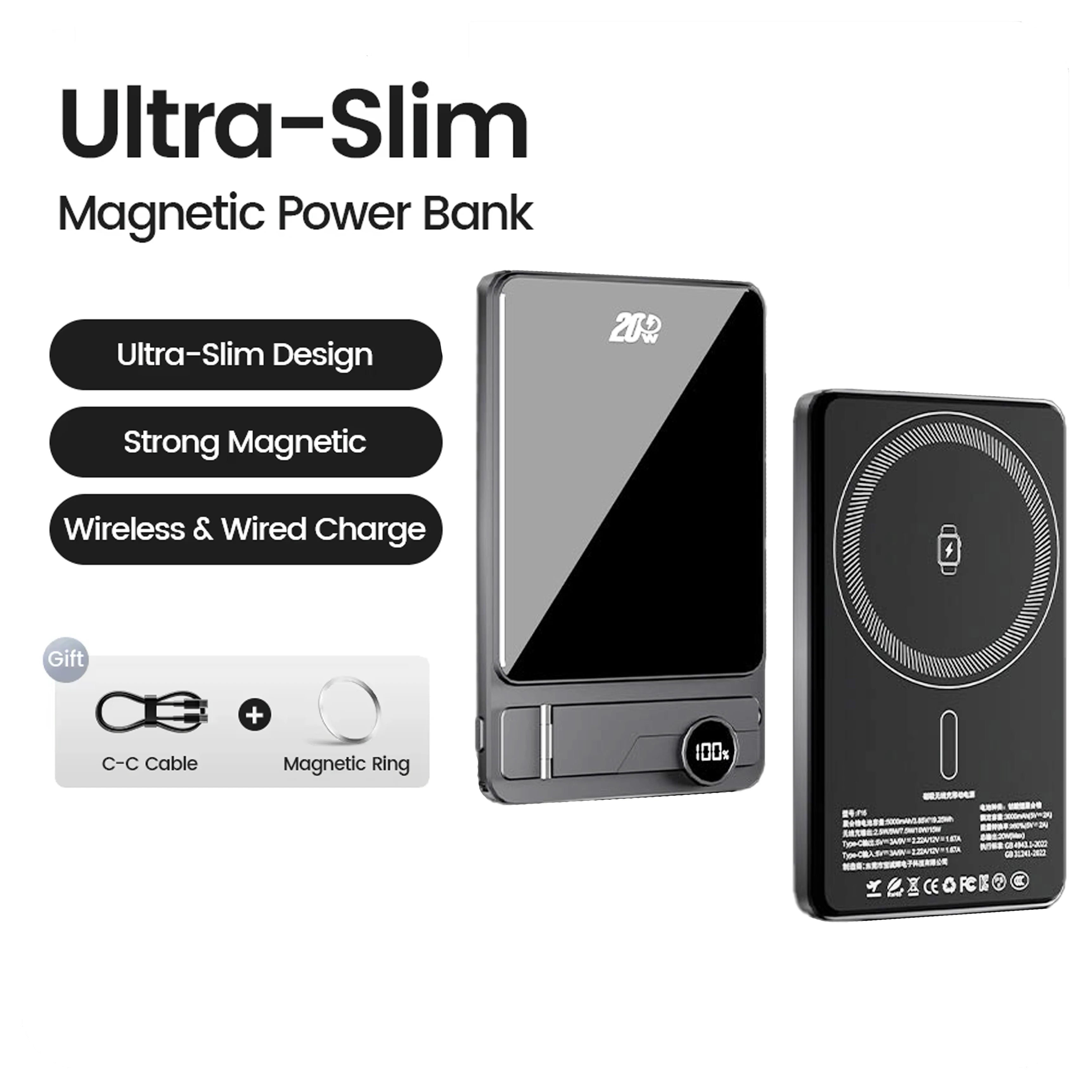 Ultra Slim Powerbank 10000mAh mit MagSafe Ladefunktion