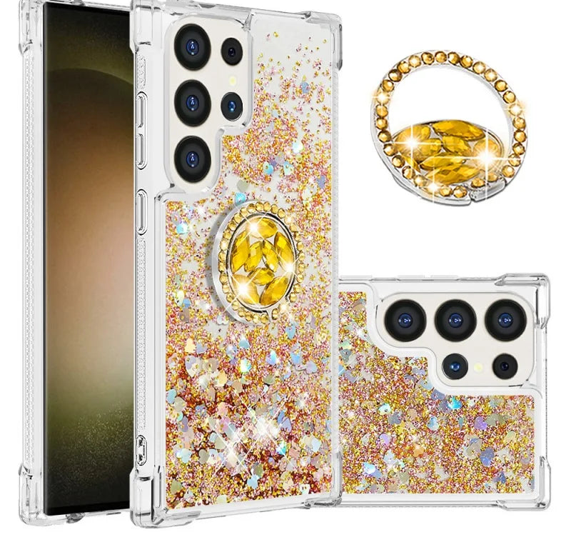 Quicksand Glitter Case with Ring for Galaxy S25 Ultra