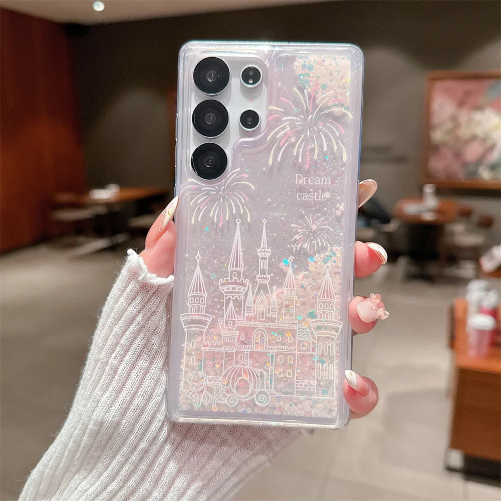 Lila Glitzer Treibsand Hülle für Galaxy S25 Ultra