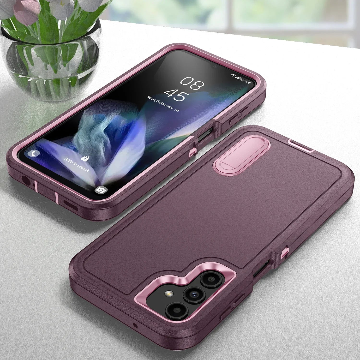 Robust anti-shock case with stand for Samsung