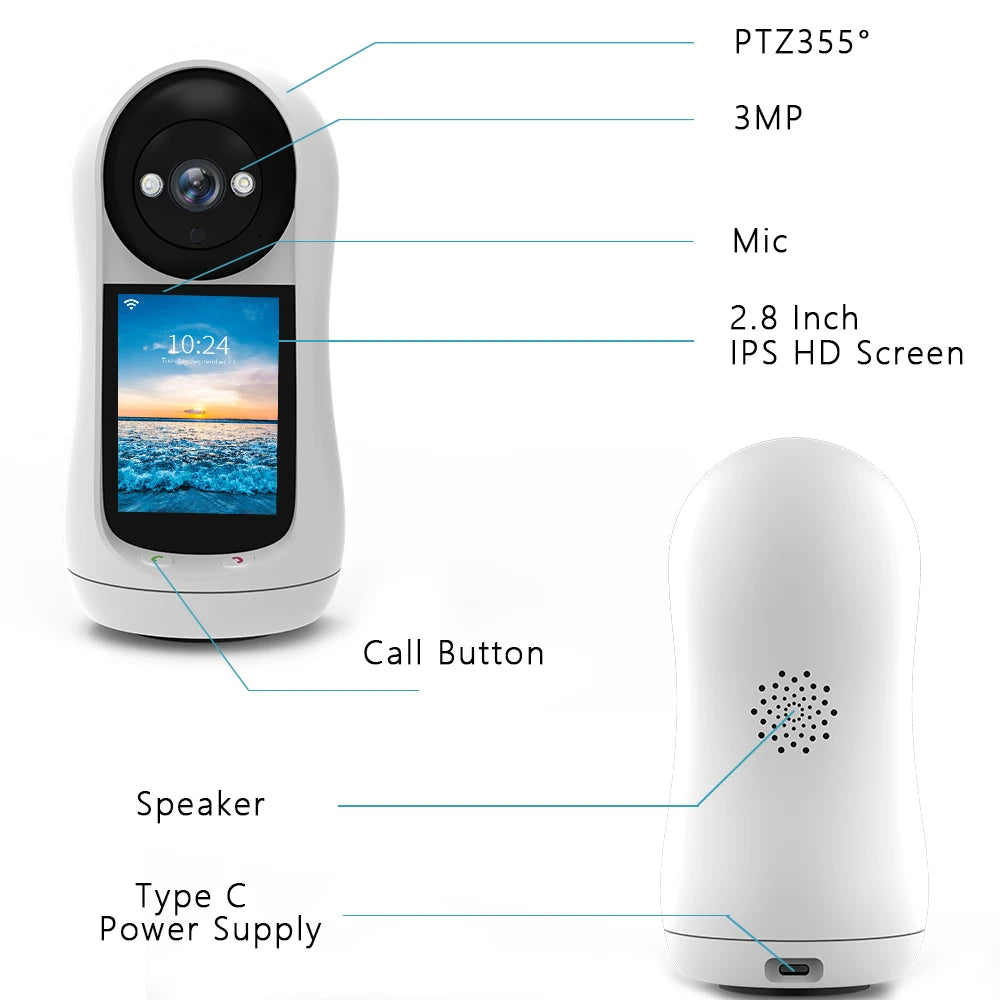 4MP 2K PTZ Camera with Video Call & Baby Monitor