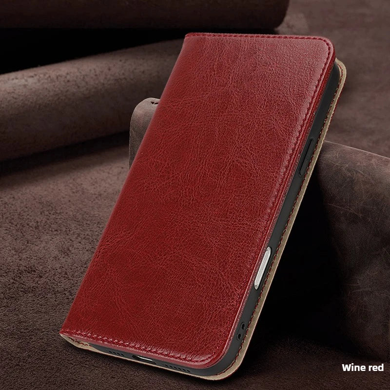 Echtleder Flip Case für iPhone 17 Pro Max mit Stand