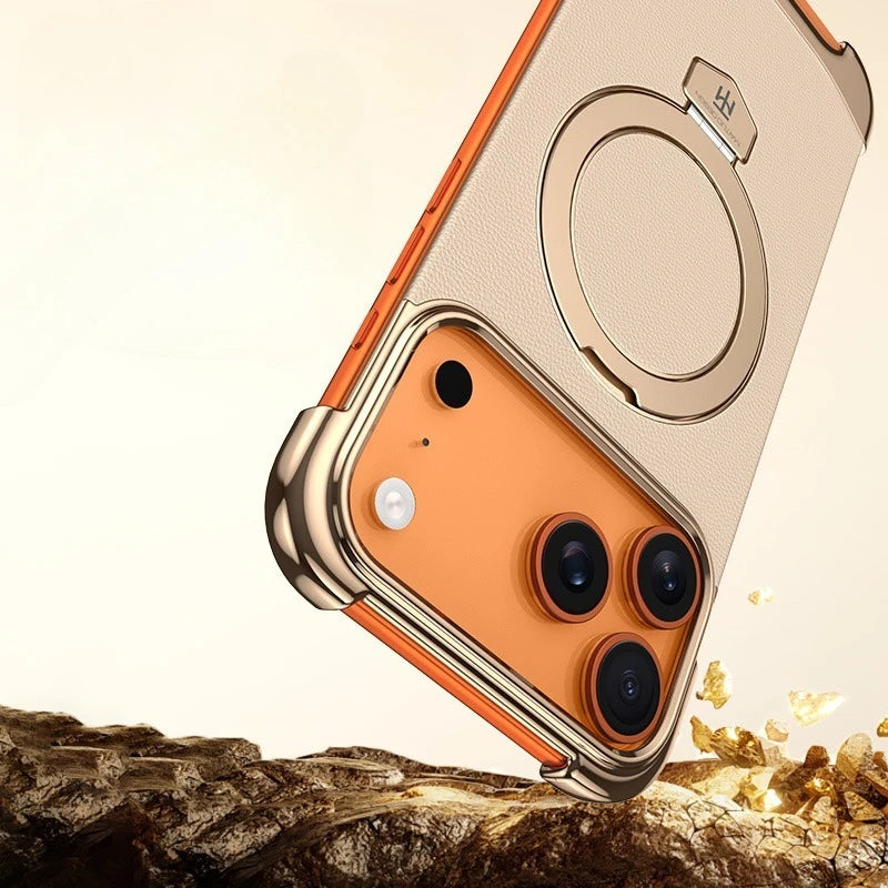 Luxus Lederhülle mit Drehhalter für iPhone 17