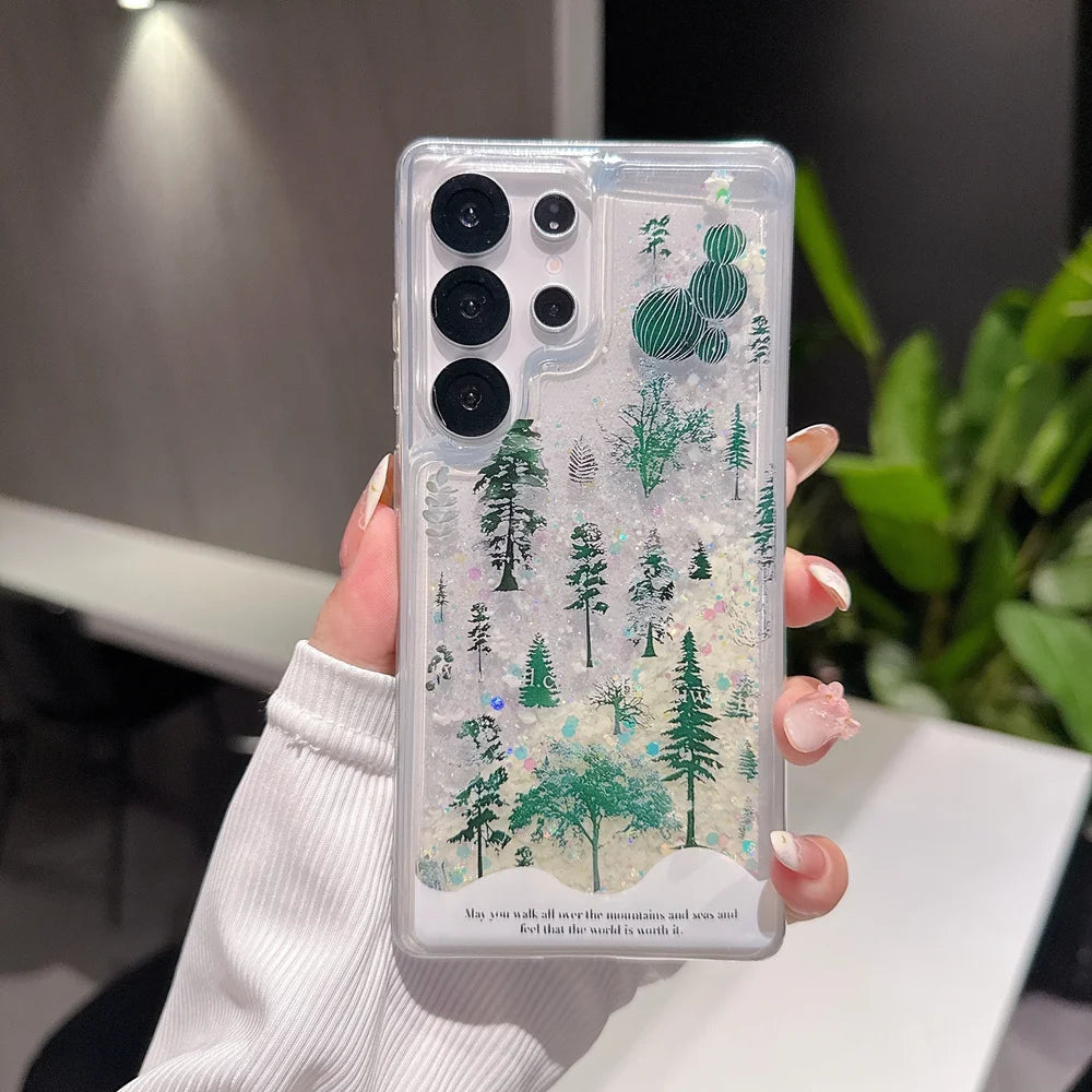 Lila Glitzer Treibsand Hülle für Galaxy S25 Ultra