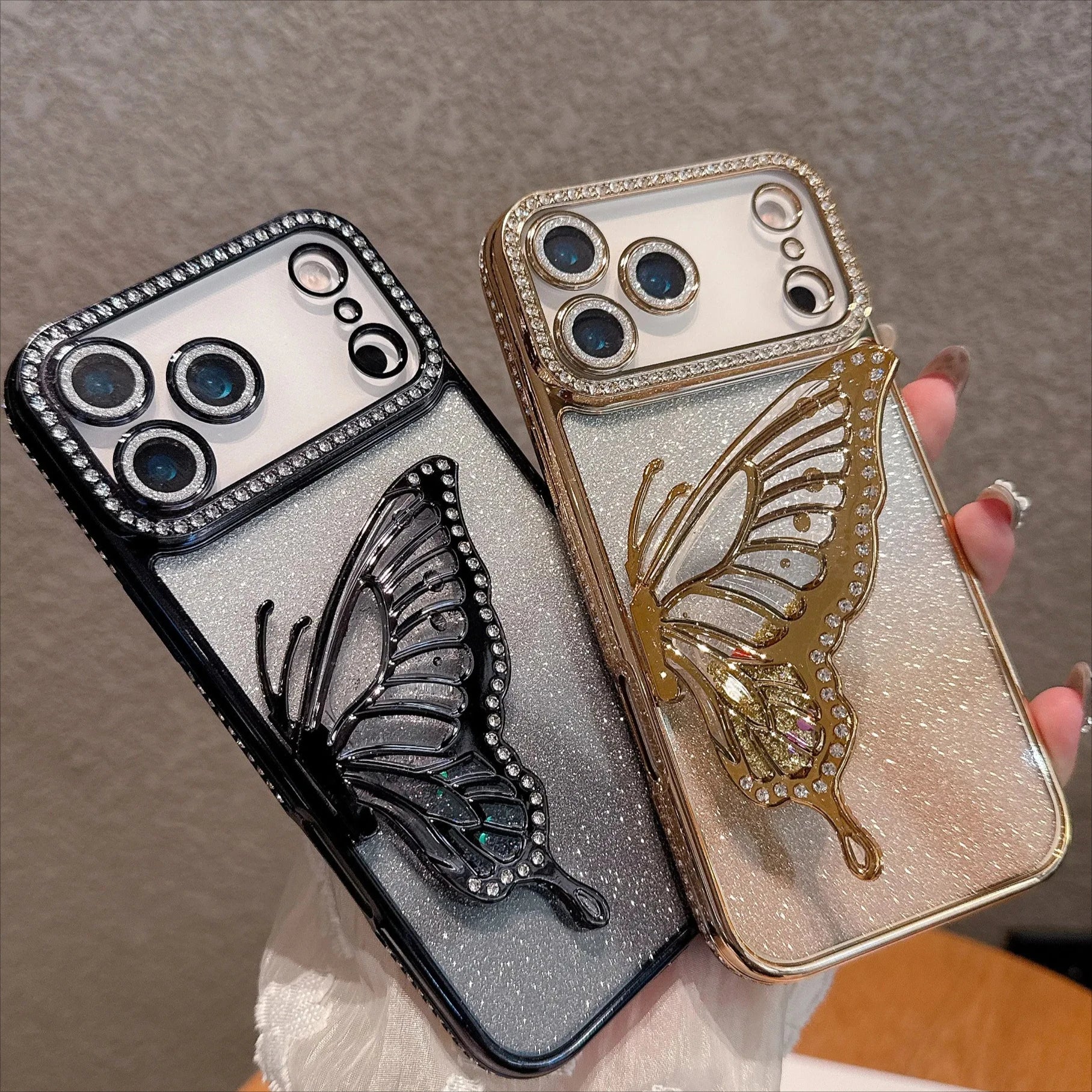 Glitzernde Schmetterling-Hülle für iPhone 17