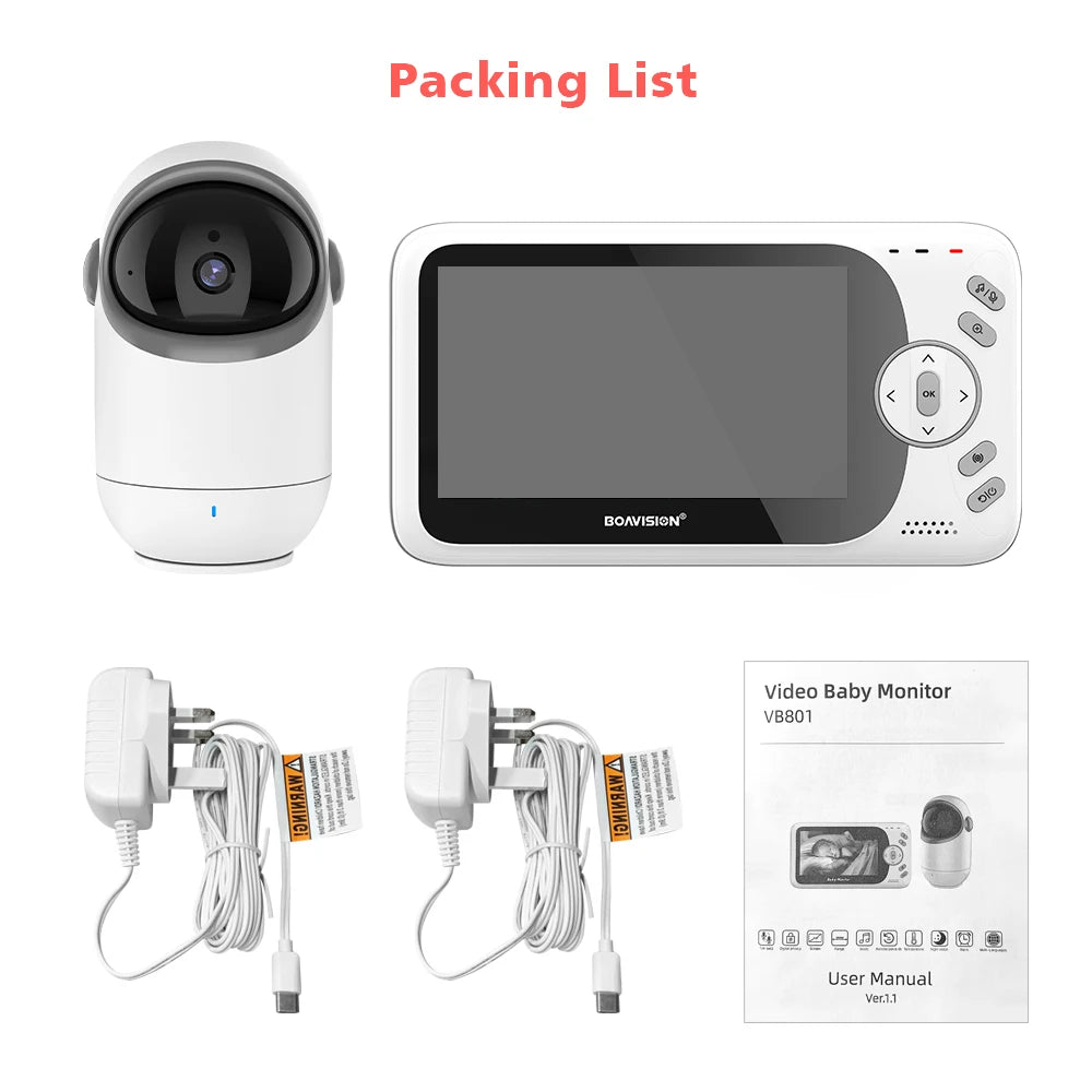 Video Baby Monitor 4.3 Inch Pan Tilt Camera