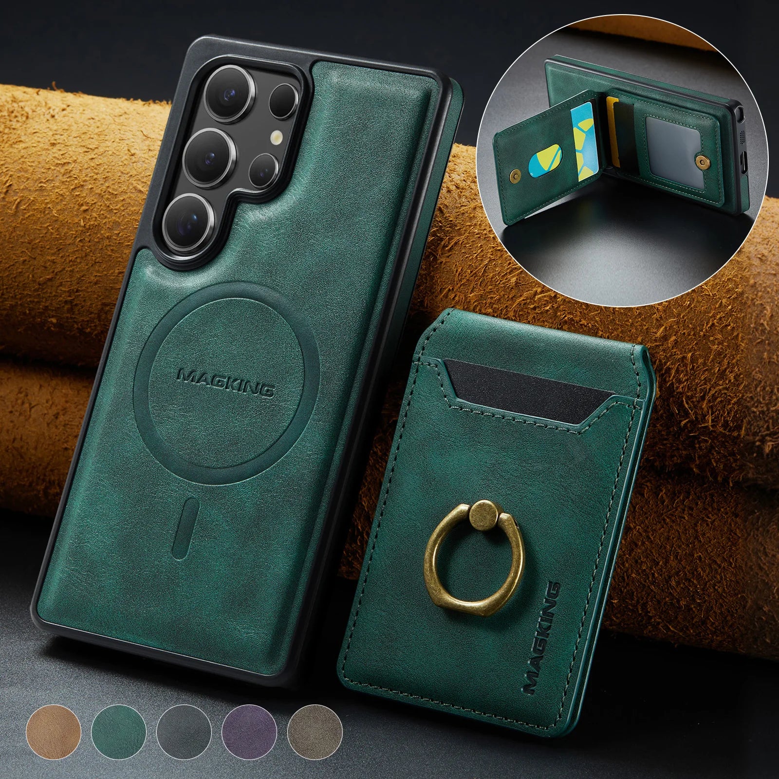 2in1 Leder Wallet Hülle für Galaxy S25 Ultra