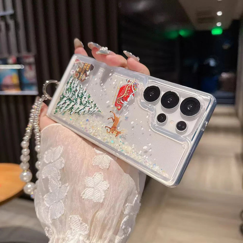 Weihnachts Glitzer Flüssig Hülle für Samsung S25