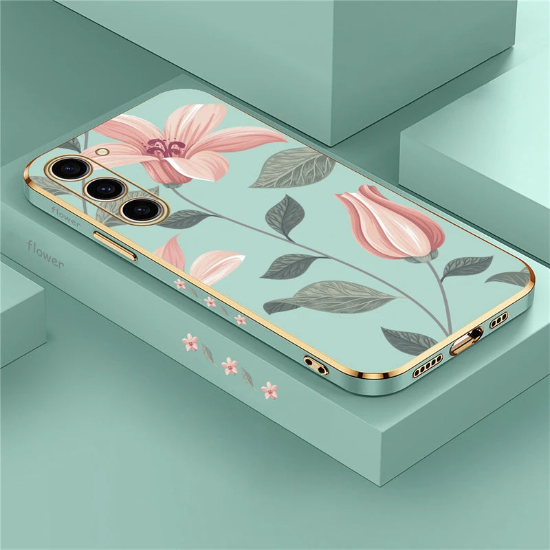 Silikon Hülle für Samsung Galaxy S24 Blumen Muster