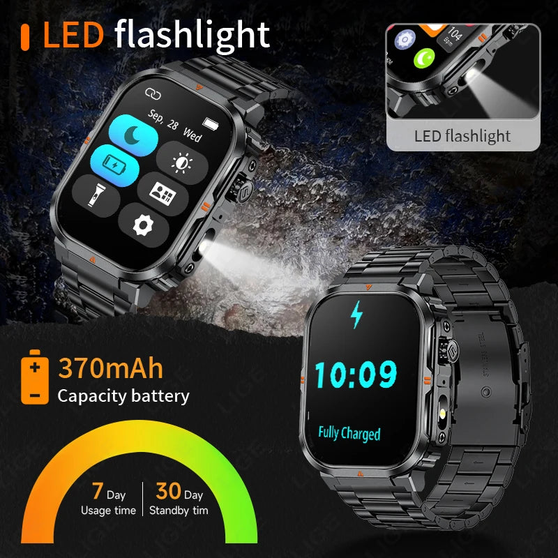 LIGE Outdoor Smartwatch mit LED & BT-Anruf 2024
