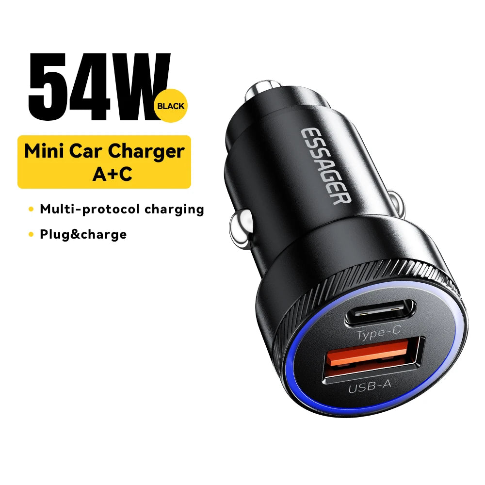 Essager 54W USB Autoladegerät Schnellladung Typ C
