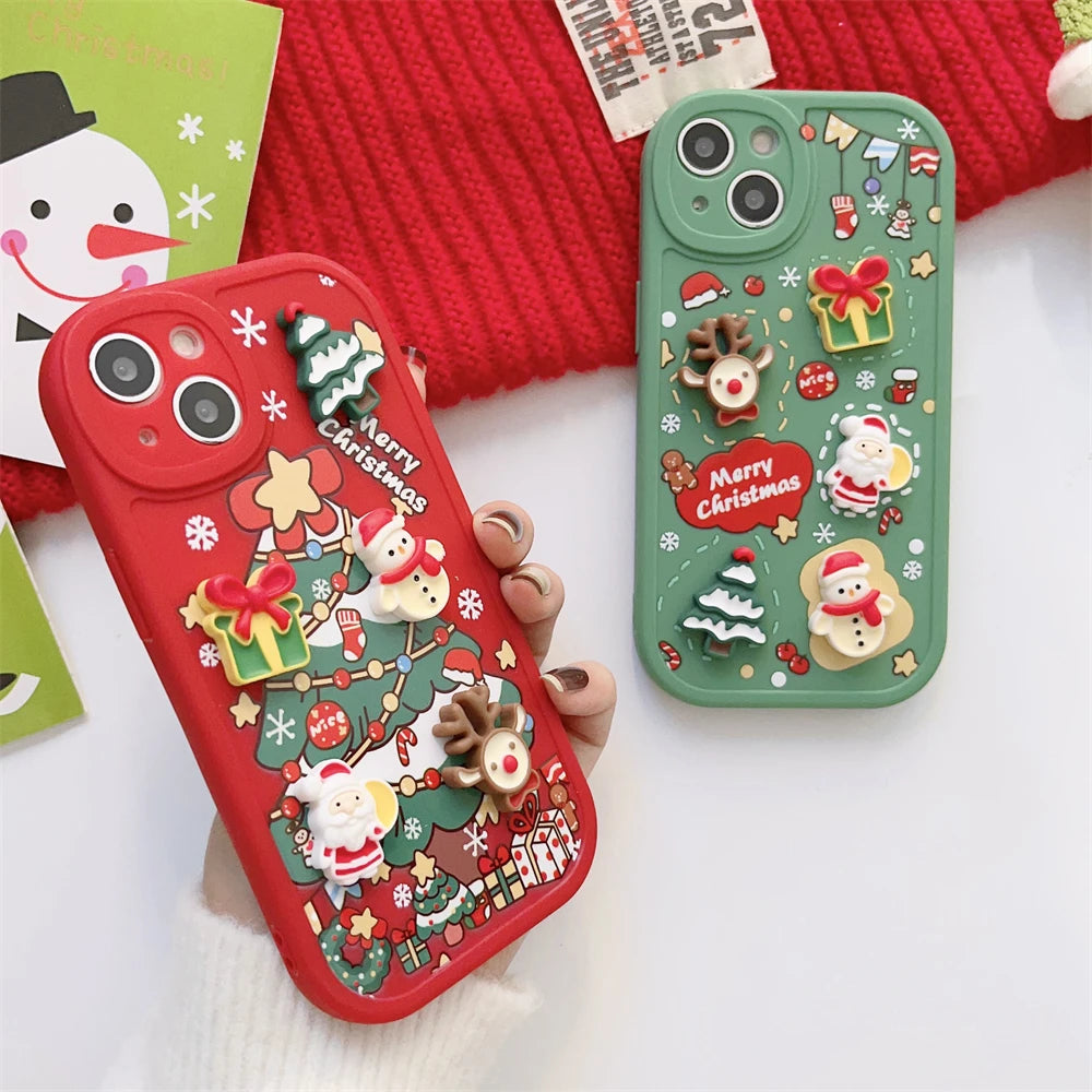 Niedliche 3D Weihnachts-Hülle für iPhone 16 Pro Max
