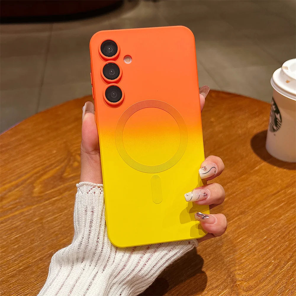 Stylish gradient case with magnet & soft silicone