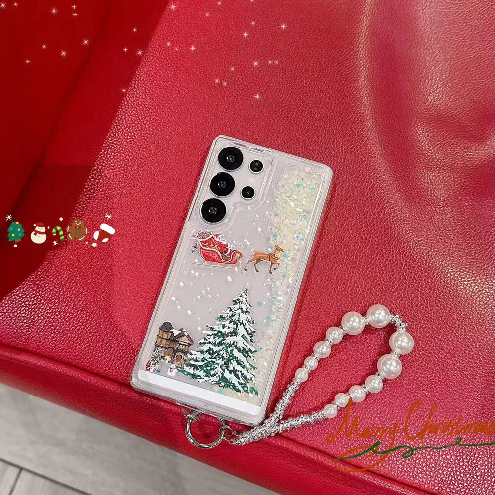 Weihnachts Glitzer Flüssig Hülle für Samsung S25