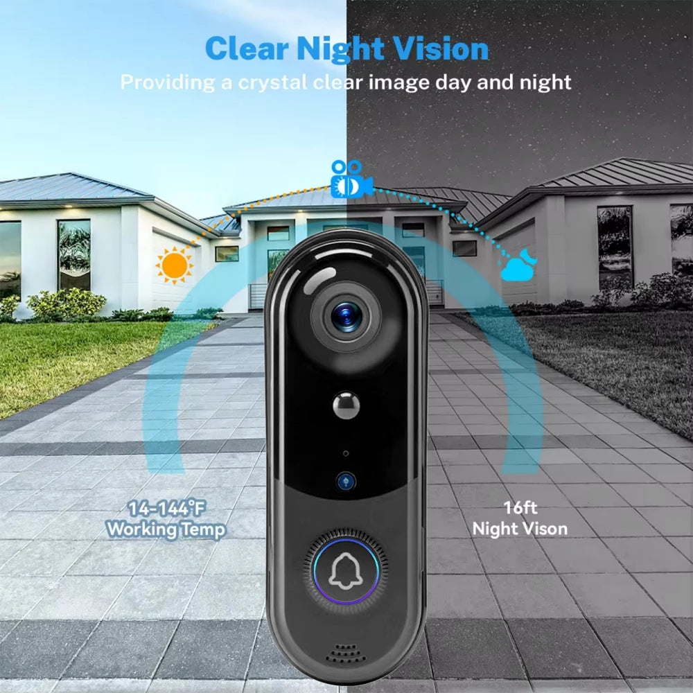 Battery-powered 1080P WiFi video doorbell IP65